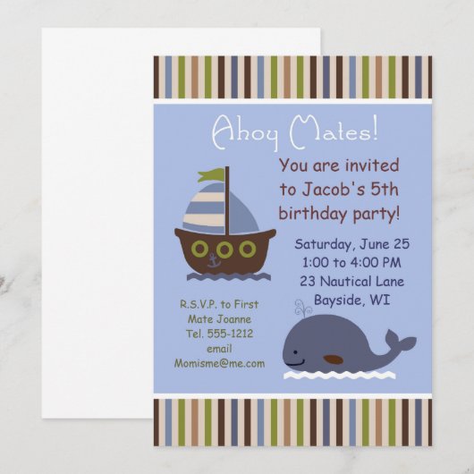 Kindernahrung Geburtstagsfeier Einladung (Vorne/Hinten)