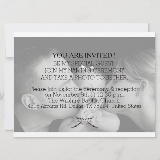 Kindernahrung Zeremonie 6,5" x 8,75", Umschläge Einladung (Rückseite)