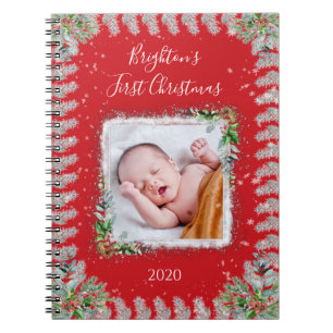 Kindernahrungsdatum des ersten Weihnachtsnamens de Notizblock