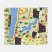 Kindernahtloses Muster mit Bergen, Fluss, f Fleecedecke (Vorderseite (Horizontal))