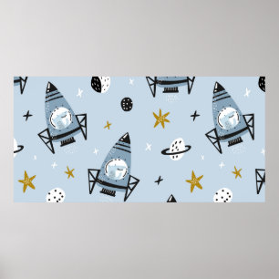 Kindernahtloses Muster mit handgezeichnetem Leerze Poster