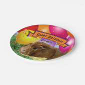Kindername Happy Geburtstags-Guinea Schweinefleisc Pappteller (Schrägansicht)