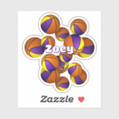 Kindername: lila Goldteamfarbenbälle Aufkleber (Blatt)