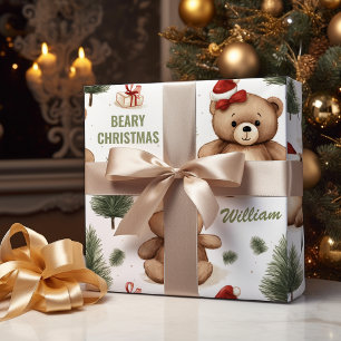Kindername Teddy Bear Weihnachten Geschenkpapier