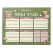 Kindername Wochenplaner mit Bär Notizblock (Vorderseite)