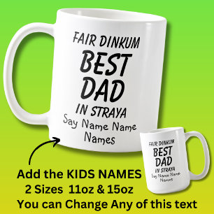 Kindernamen hinzufügen - Fair Dinkum BEST VATER in Kaffeetasse