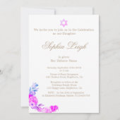 Kindernamensfeier Lavender Hebrew Girl Einladung (Vorderseite)