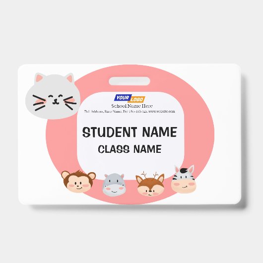 Kindernamensmarke mit süße Tier-Design Ausweis (Vorderseite)