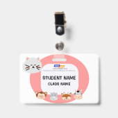 Kindernamensmarke mit süße Tier-Design Ausweis (Vorderseite mit Clip)