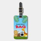 Kindernamenstempel | Safari Animals Travel Gepäckanhänger (Vorderseite vertikal)