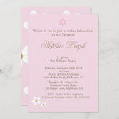 Kindernamenszeremonie Hebräisches Mädchen Pink Einladung (Vorne/Hinten)