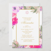 Kindernamenszeremonie Hebrew Girl Gold Einladung (Vorderseite)