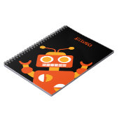 Kinderorange schwarzer Roboter-personalisiertes Notizblock (Linke Seite)