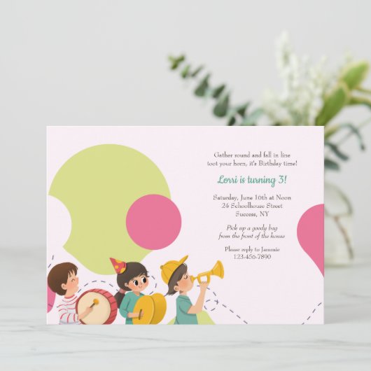 Kinderparade Geburtstagsparty Einladung (Stehend Vorderseite)