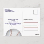 Kinderpartei Baseball Custom Postkarte (Rückseite)