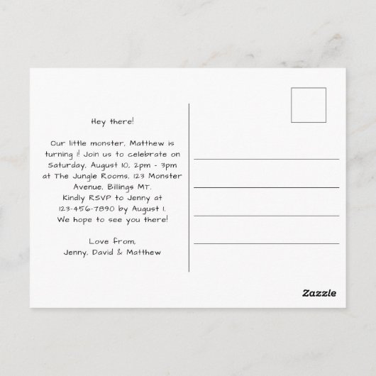 Kinderparteitag-Einladung Postkarte (Rückseite)