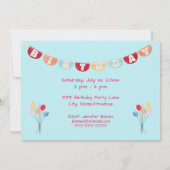 Kinderparteitag Einladung Tiere Ballons (Rückseite)