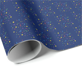 Kinderparty Blue Confetti Geschenkpapier