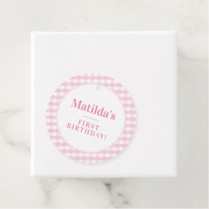 KINDERPARTY Vintage-Gingham-Muster Mädchen rosa Geschenkanhänger