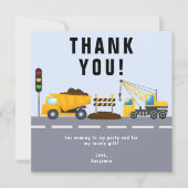 Kinderpartybauwagen Dankeskarte (Vorderseite)