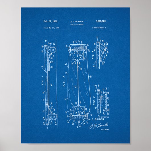 Kinderpatente - Skateboard-Untersetzer - Blueprint Poster (Vorne)
