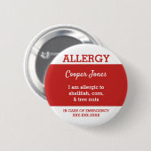 Kinderpersonalisierte Allergie bin ich zum Rot Button (Vorne & Hinten)
