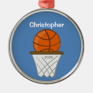 Kinderpersonalisierte Basketball-Blau-Verzierung Ornament Aus Metall