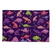 Kinderpersonalisierte Dinosaurier-Silhouette-lila Kissenbezug (Rückseite)