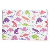 Kinderpersonalisierte Dinosaurier-Silhouette-lila Kissenbezug (Rückseite)