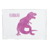 Kinderpersonalisierte Dinosaurier-Silhouette-lila Kissenbezug (Vorderseite)