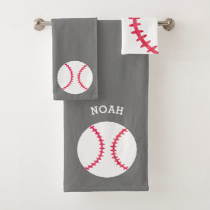 Kinderpersonalisierter Baseball trägt graues Badhandtuch Set