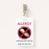 Kinderpersonalisierter Erdnuss-Allergie-Notfall Ausweis (Vorderseite mit Klammer)