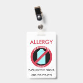 Kinderpersonalisierter Molkereiallergie-Notfall Ausweis (Front with Clip)