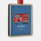 Kinderpersonalisiertes rotes Feuer-LKW-Weihnachten Ornament Aus Metall (Rechts)