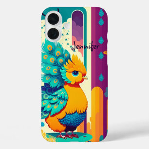 Kinderpfauendesign mit individuelle Name iPhone 16 Plus Hülle