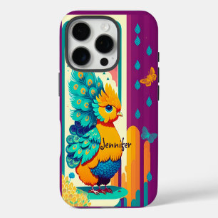 Kinderpfauendesign mit individuelle Name iPhone 16 Pro Hülle