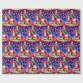 Kinderpferd, das nach Weihnachtsbaum ruht Geschenkpapier (Flach)