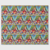 Kinderpferd, das nach Weihnachtsbaum ruht Geschenkpapier (Flach)