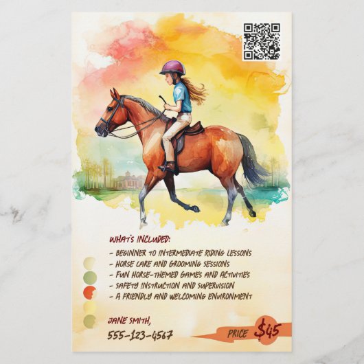 Kinderpferde - Aquarellpferd Flyer (Hinten)