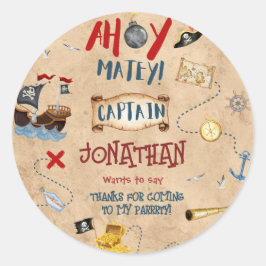 Kinderpirat Party Geburtstag vielen Dank Runder Aufkleber