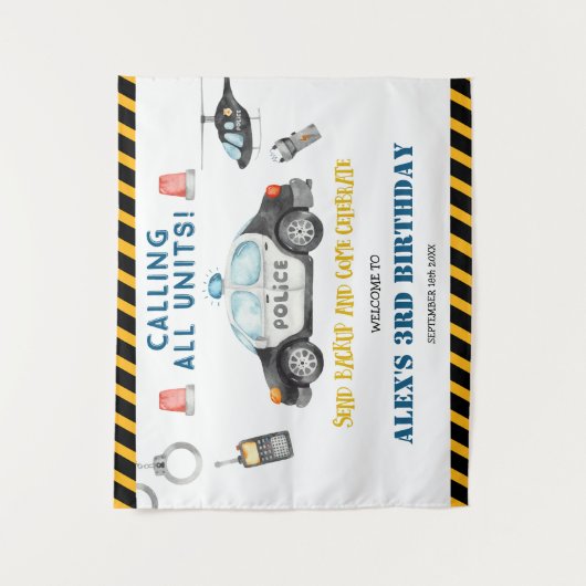 Kinderpolizei Geburtstagsparty Begrüßungsband Wandteppich (Vorderseite)