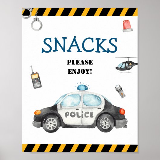 Kinderpolizei Geburtstagsparty Snacks Sign Poster (Vorne)