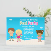 Kinderpool Party Geburtstagseinladung Einladung (Stehend Vorderseite)