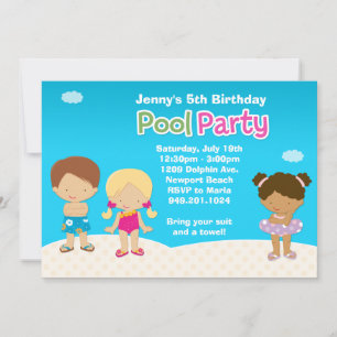 Kinderpool Party Geburtstagseinladung Einladung