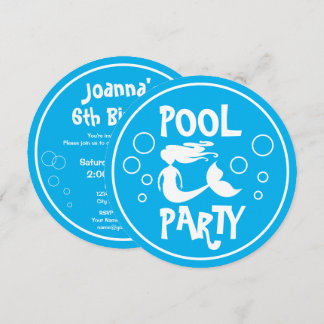 Kinderpool Party Geburtstagseinladungen mit Meerju Einladung