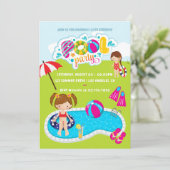 Kinderpoolparty Einladung (Stehend Vorderseite)