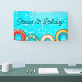 Kinderpoolparty - Farbige Schwimmringe Banner