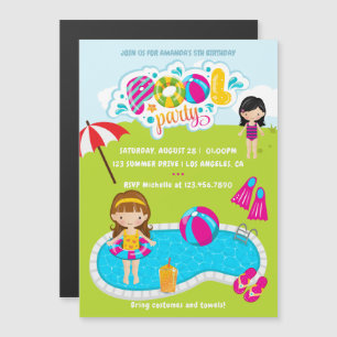 Kinderpoolparty Magneteinladung