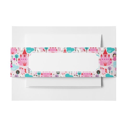 Kinderprinzessinschloss und -Einhorn Einladungsbanderole (Vorderseite Beispiel)