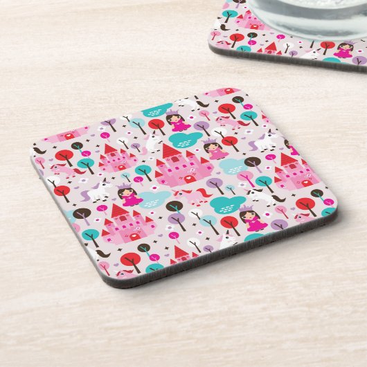 Kinderprinzessinschloss und -Einhorn Getränkeuntersetzer (Linke Seite)